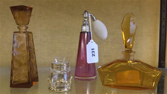 Four glass scent bottles